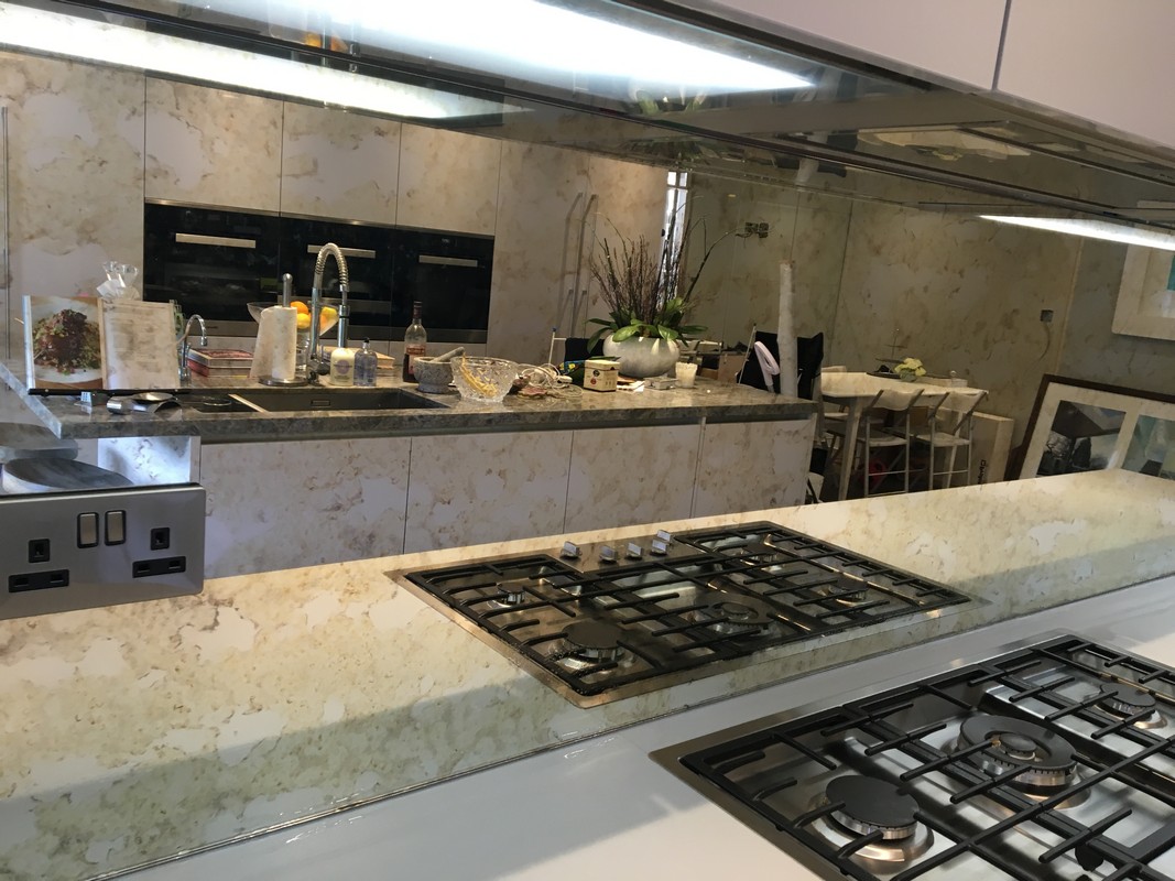 Mirror glass splashback in Windsor luxury kitchen